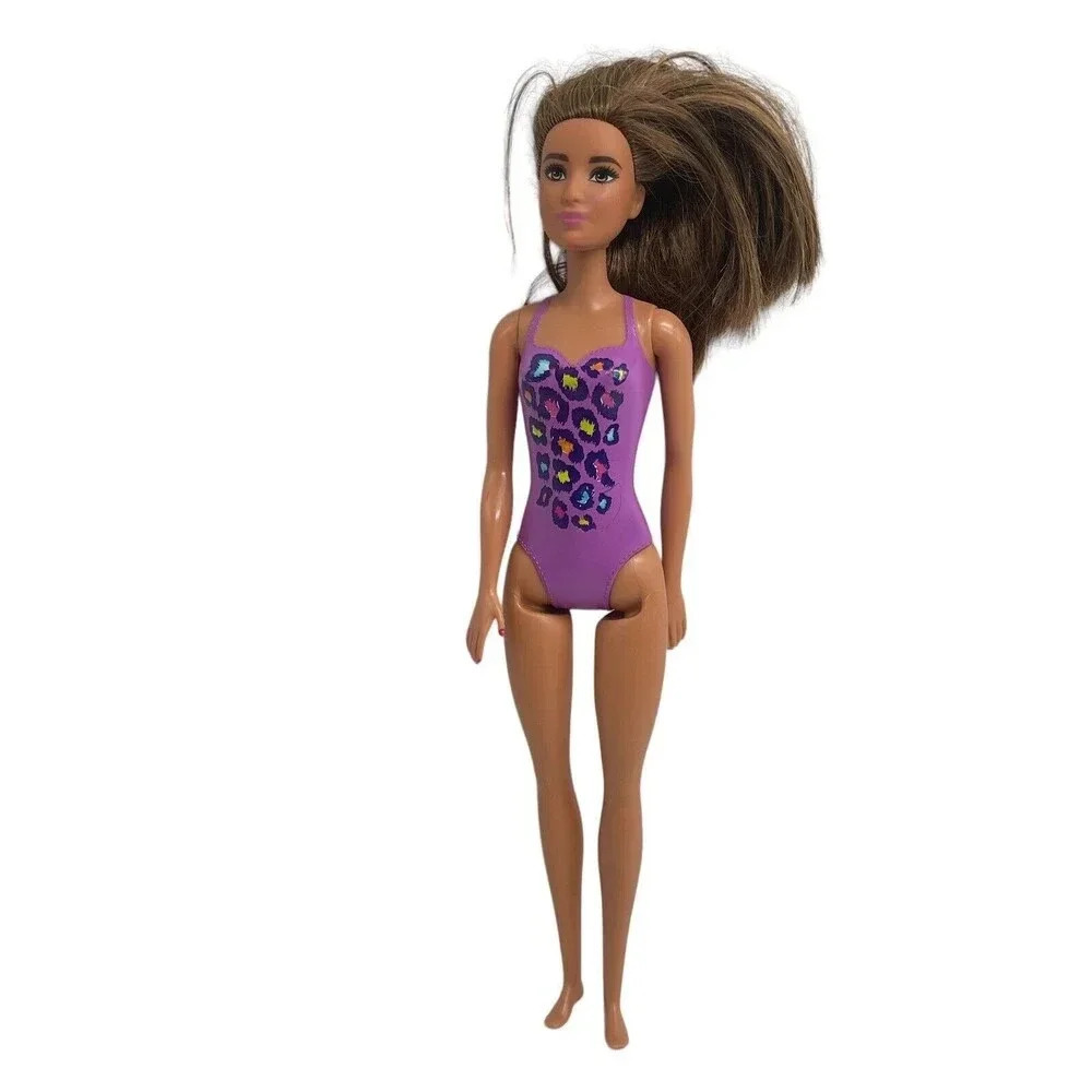 BARBIE Teen Beach Doll Purple leopard print Bathing Suit Brunette-2016